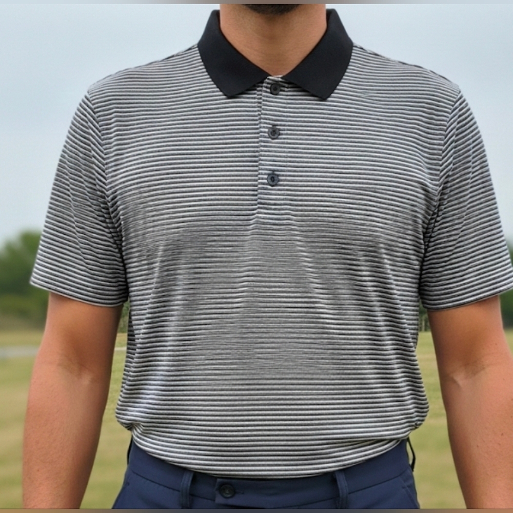 Cutter & Buck Men’s Medium Striped Performance Polo – Excellent Condition